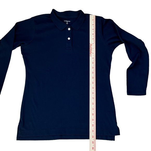 Lands' End women’s navy long sleeve Performance Polo shirt size 7-8 NWOT - Picture 4 of 6